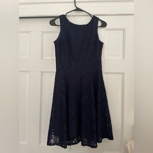Navy blue lace A-line dress, size M